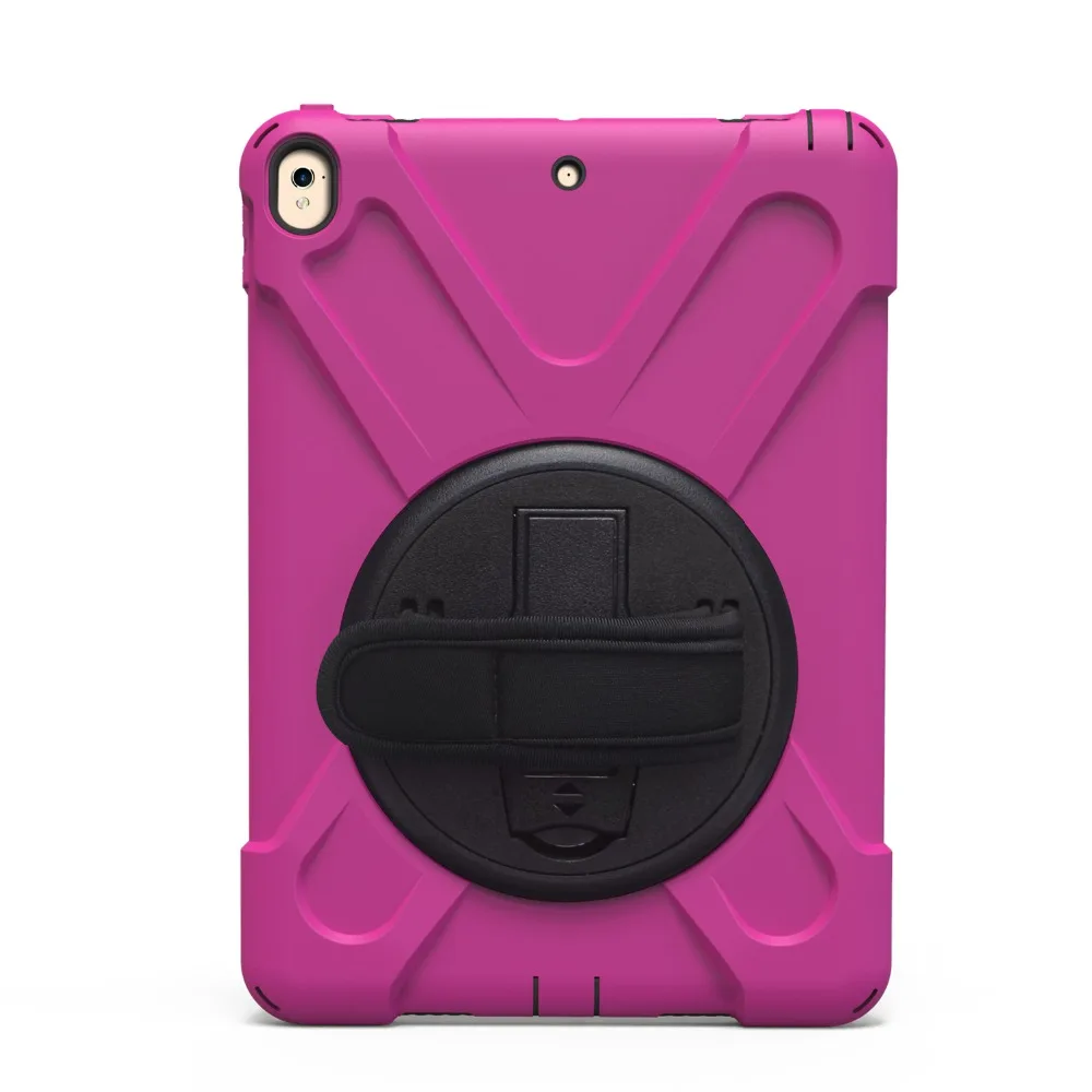 New 360 Armor Coque for iPad Pro 9.7 Case 360 Rotation Hand Strap Silicon PVC A1673 A1674 Cover for iPad Pro 9.7 Kids Cover (3)