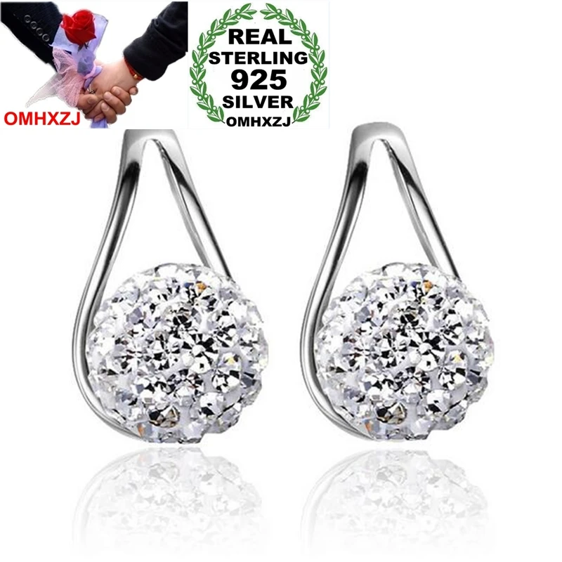 

OMH Wholesale Jewelry Temperament Fashion joker Creative Woman Bride Gift Drill Ball 925 Sterling Silver Stud Earrings YS311