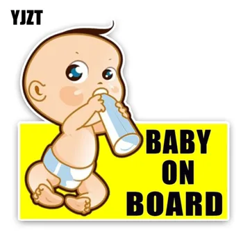 

YJZT 13.5*12.9CM Warning Sign Lovely Colored Car Sticker BABY ON BOARD Decoration Baby Car Graphic Cartoon C1-5568