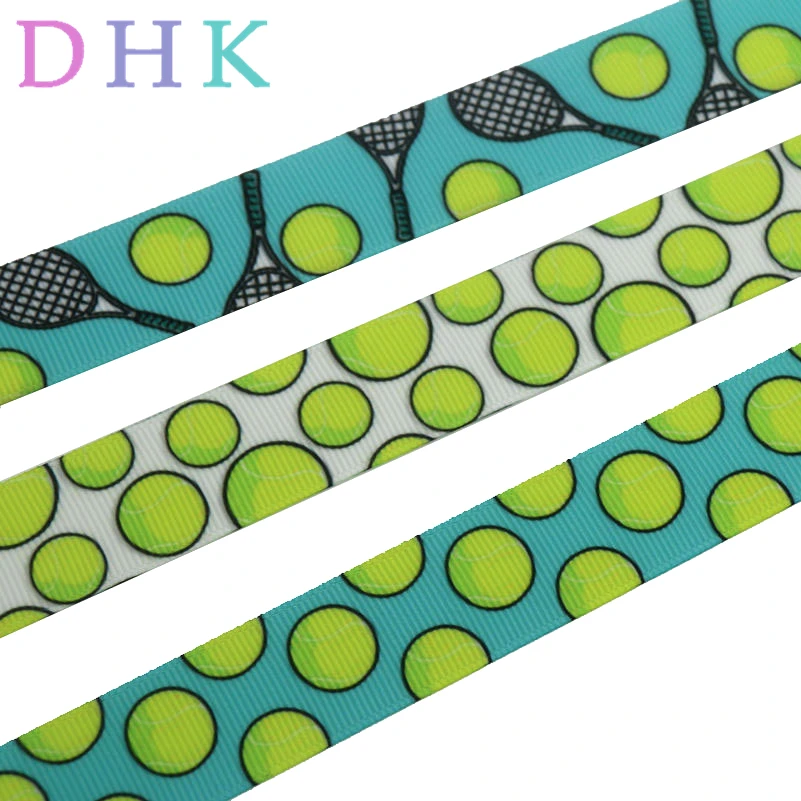 

DHK 7/8'' 5yards tennis ball sport printed grosgrain Ribbon Accessory hairbow headwear DIY decoration Wholesale OEM C1571