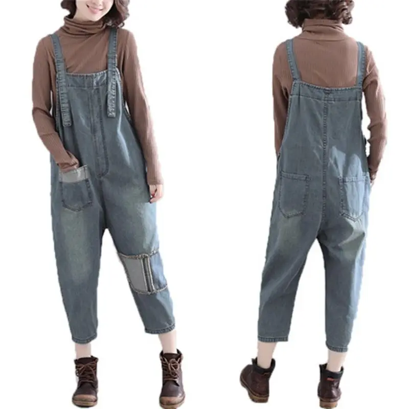 

women clothing denim fabric patch rompers summer overalls women jumpsuits suspenders jeans women overalls summer rompers jeans