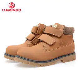 Фламинго качества модная зимняя одежда кожа детская обувь для мальчиков новинка 2015 Коллекция анти-ботинки без застежки с натуральной