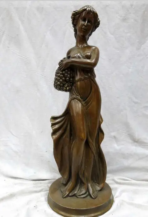 

free 17" China brass copper carved beautiful sculpture belle Sexy beauty Statue fast