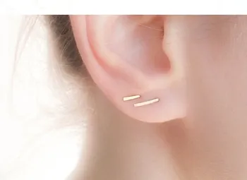 

PINJEAS Line Stud Earrings Set Handmade Pin Staple Bar ear cuff Minimali birthday presents for women wedding