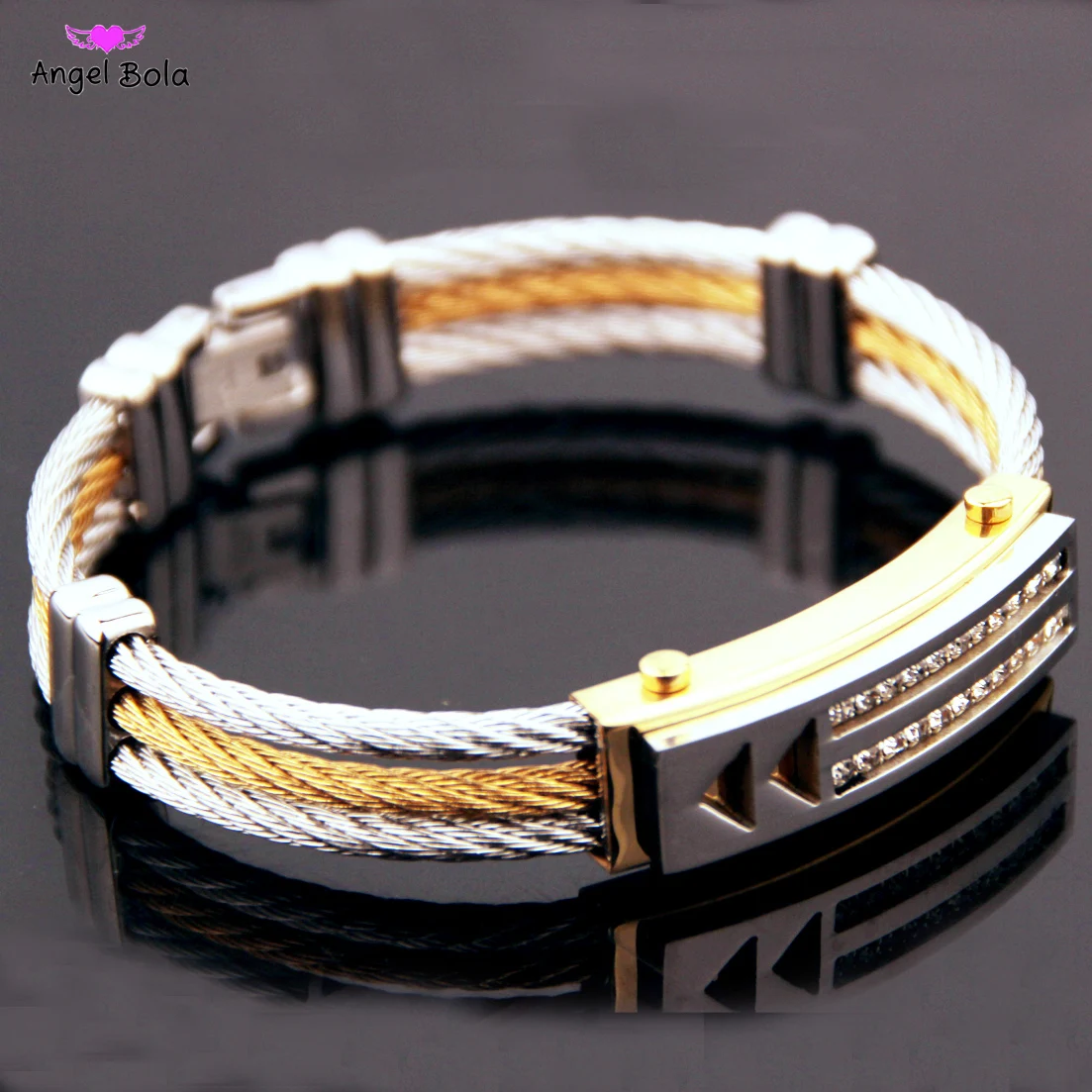 Creative Men 3 Row Wire Chain Bracelet Casual Men Stainless Steel Cross