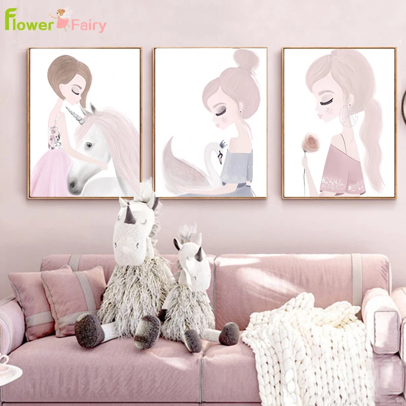 

Baby Girl Room Decor Nordic Poster Nursery Kids Cartoon Wall Art Canvas Painting Posters Wall Pictures For Living Room Unframed