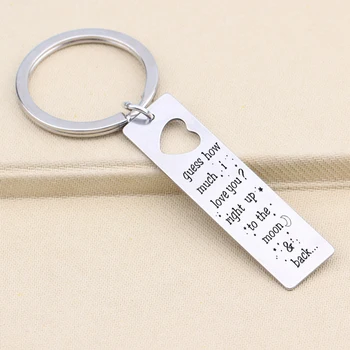 

How Much I Love You Right Up To The Moon And Back Pendant Keychain Lovers Couples Birthday Gift Jewelry Souvenir Car Keytag