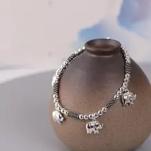 S925 Серебряный ретро женский модный темперамент Национальный Ветер Счастливый Слон жемчужный браслет из бисера