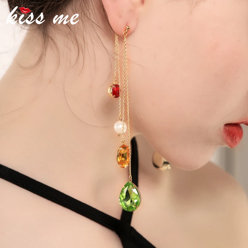 KISS ME красочные акриловые капли воды слоистые длинные серьги Классическая мода