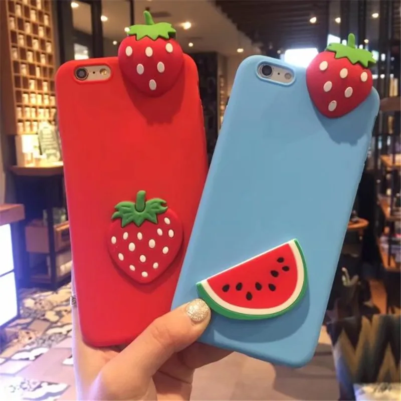 Модный милый силиконовый чехол из ТПУ с 3d изображением фруктов для iPhone 5 6 S 7 Plus 8 X