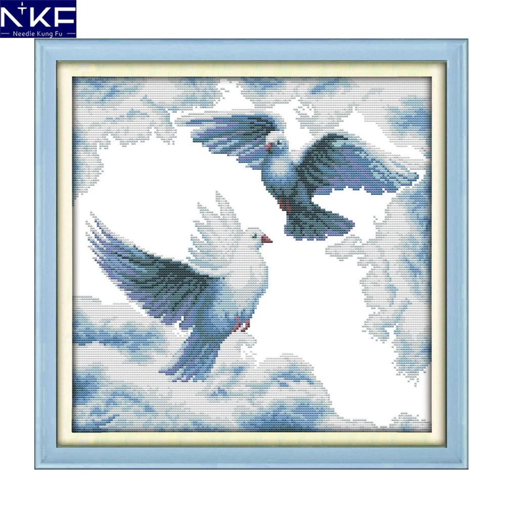 

NKF The Peaceful White Dove Cross Stitch Handmade Craft Needlework Embroidery Kit Animal Cross Stitching Set for Home Decor