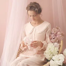 Новинка, осенние женские пижамы принцессы, длинные штаны, фиолетовая и розовая одежда для сна, королевская ночная рубашка, ночные рубашки