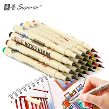 Линеры кисти набор 12шт разных цветов для рисования, высокое качество чернил на водной основе, нетоксичные