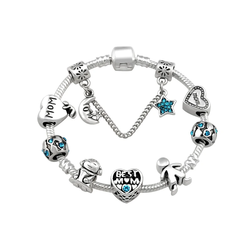 

2019 New Design Mother's Day Charms Bracelet For Women Best MOM Bead Fit Pandora Bracelets Jewelry Fashion PA160