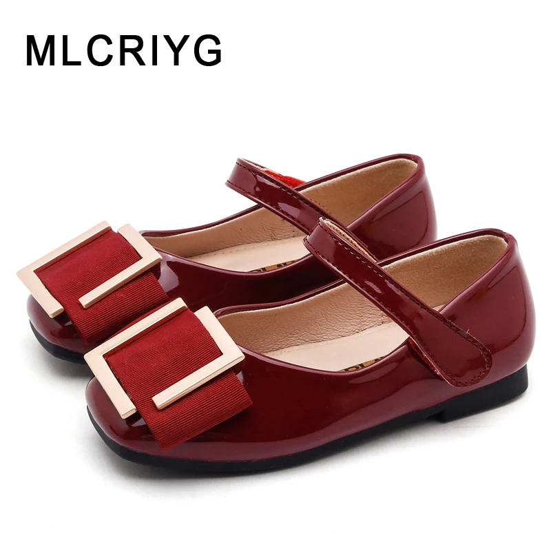 

New 2019 Autumn Kids Bow Shoes Baby Girls Black Princess Flats Children Pu Leather Shoes Toddler Brand Shoes Party Mary Jane