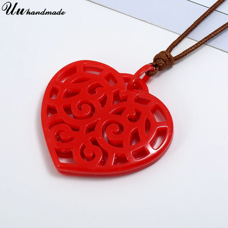 

New Acrylic Heart Leather Statement Necklace Women Pendant Choker Kolye Jewelry Collares Colar Boho Harajuku Collier Femme Colar