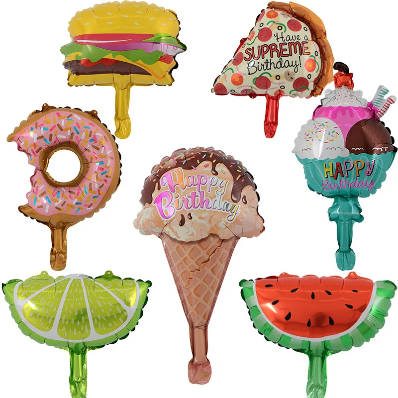 1PC Mini Hamburger Hot Dog Donut Pizza Ice Cream Foil Balloon Happy Birthday Party Decoration Globos Kids Toys June 9