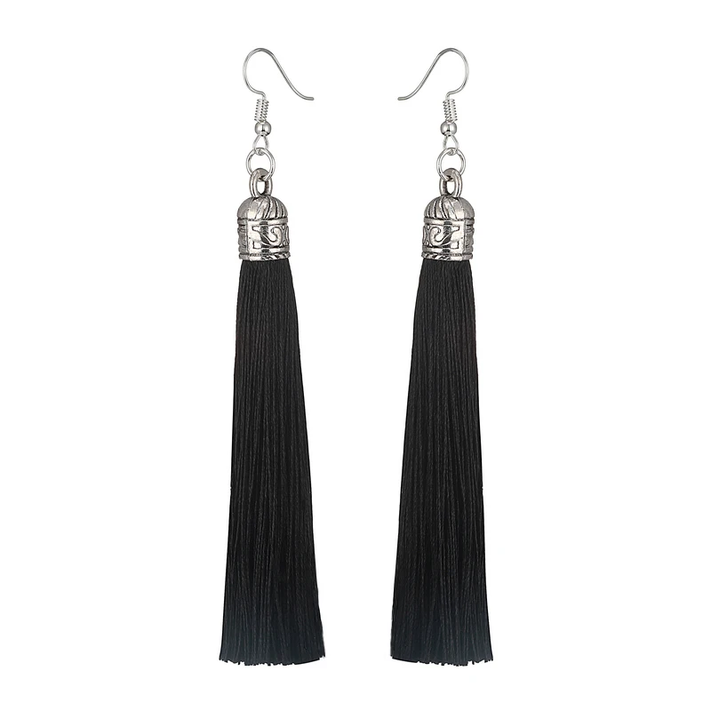 LOVBEAFAS Brand Tassel Earrings Women Fashion Jewelry Bohemian Drop Dangle Long Earrings Silk Fabric Ethnic Vintage Earrings - Image 2