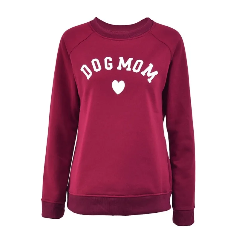 

Dog Mom Women's Plus Velvet Fashionable Long Sleeve Casual Sweatshirt Printing Heart-shaped Print Kawaii Sweatshirt Clothing