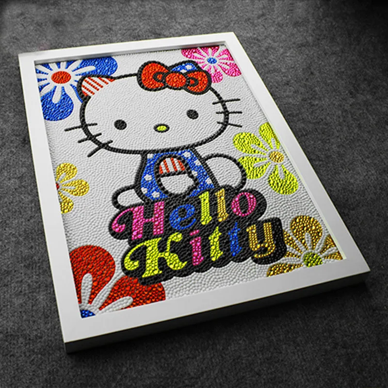 Diy 30*40 см Красочный Рисунок «Hello Kitty» 5D алмаз живопись полный вышивка круглый бриллиант горный хрусталь для украшения комнаты, подарок на день рождения