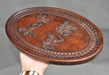 

wedding decoration Chinese Boxwood wood auspicious eight treasures statue Tray Pallets Dish plate
