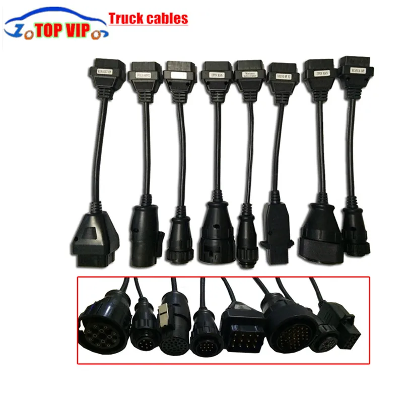 Newest Full Set 8 Truck Cables OBD2 Diagnostic Tool OBD OBDII OBD 2