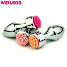 Flower decoration bullet shape metal prostate massage butt plug anal plug adult sex toy for man gay woman