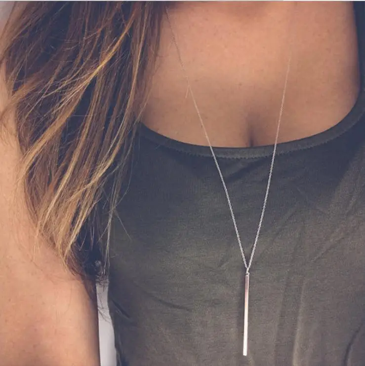 

LASPERAL Minimalism Casual Personality Geometry Lariat Pendant Gold Silver Color Necklace Women Jewelry 2018 Dropshipping