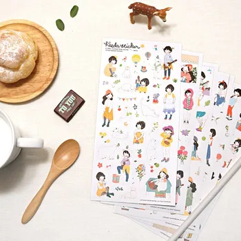 

MQStyle 6 Sheets/Pack Heeda Second Quarter Department Of Forestry Girl Sweet Girl Diary PVC Transparent Stickers H0138