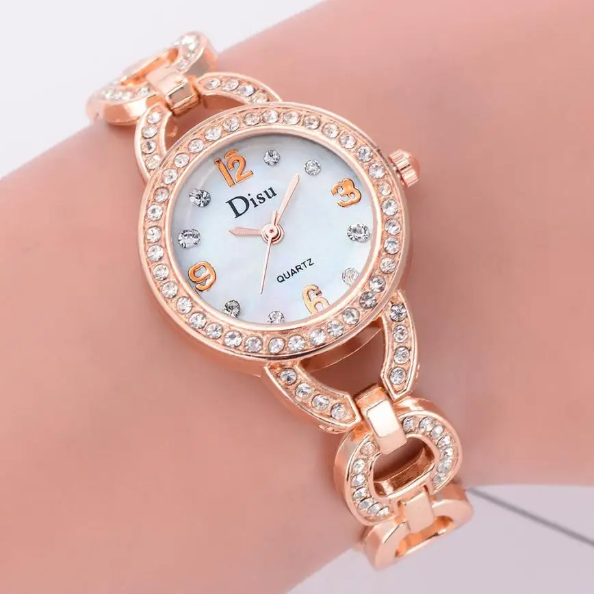 

Quartz Wristwatches Reloj Mujer Fashion Ladies Dress Watch Rose Gold Rhinestone Bracelet Watches Women 18JAN19