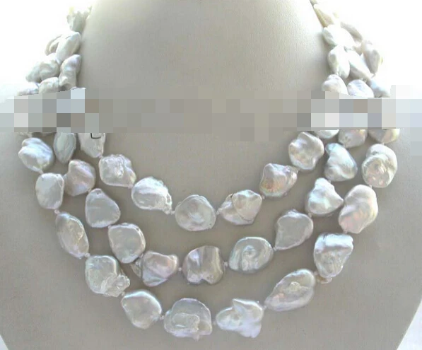 

bjc 0001351 52" Natural 18mm White Reborn Keshi Pearl Necklace 14k! (C0309)