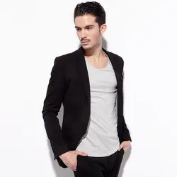 BASIQUE высокого качества 2015 весна-осень Мужчины деловой костюм куртка черный, темно-серый узкие модные пиджаки Двойной разрез одной кнопки XS