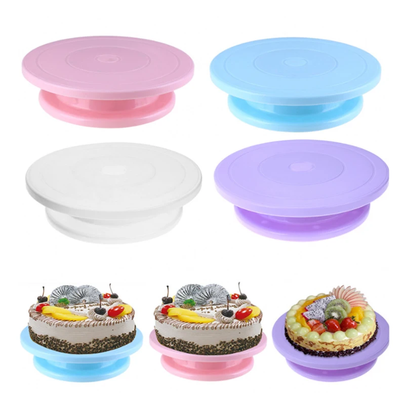 

28cm Plastic Cake Plate Turntable Rotating Anti-skid Round Cake Stand Cake Decorating Rotary Table Kitchen DIY Pan Baking Tool