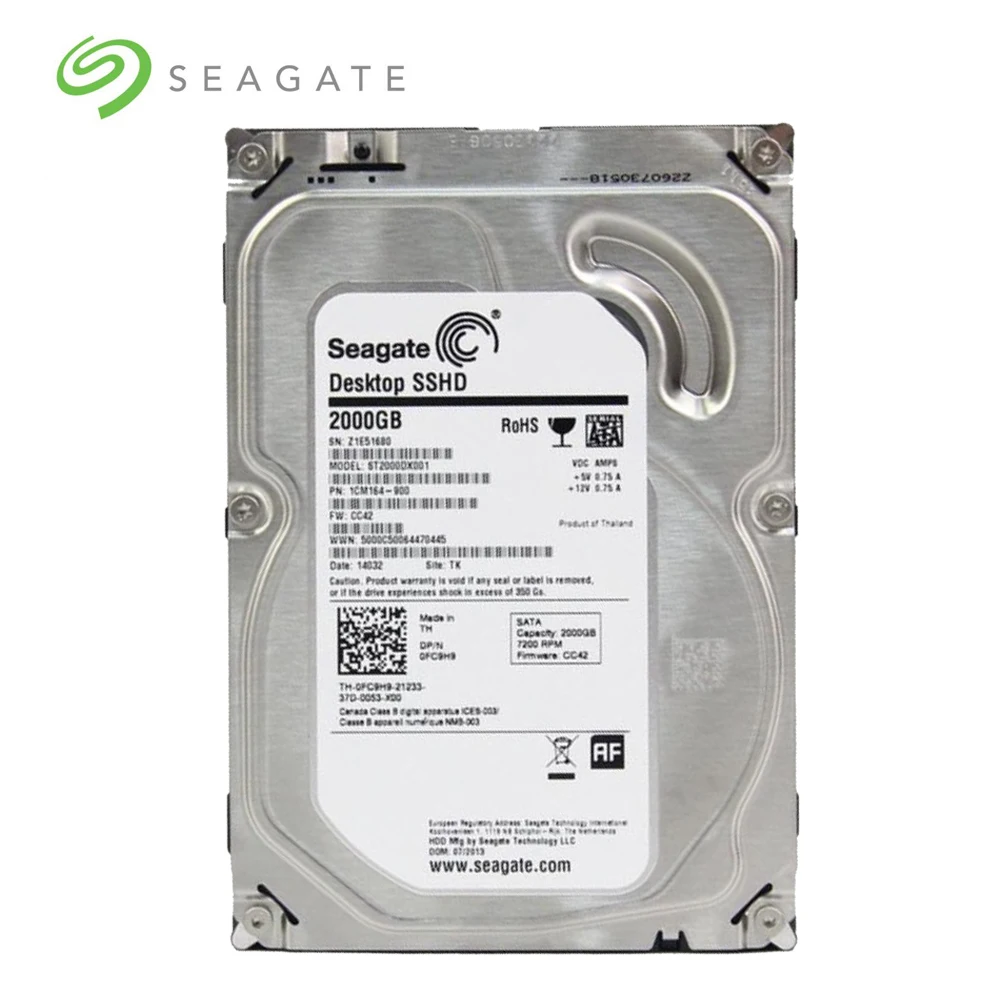 

Seagate 2TB Desktop Gaming SSHD(Solid State Hybrid Drive) SATA 6Gb/s 64MB 2000GB Cache 3.5-Inch Internal Bare Drive(ST2000DX001)