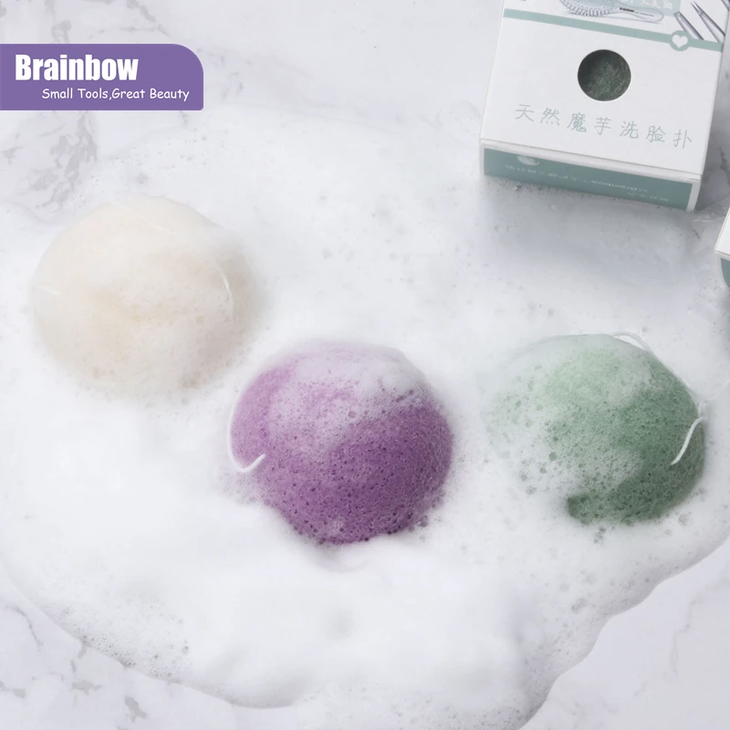 

Brainbow 1piece Konjac Sponge Beauty Essentials 100% Natural Konjac Puff Facial Pore Cleaner Washing Sponge Face Skin Care Tools