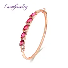 Loverjewelry браслеты для женщин натуральный турмалин браслет 18 К розовое золото маркиза хороший драгоценный камень для юбилея подарок ювелирные изделия