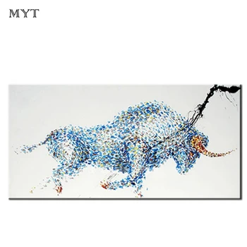 

Free Shipping Abstract Handmade Animal Cow Oil Painting Canvas Home Decor Wall Art For Living Room Decoration Cow Painting