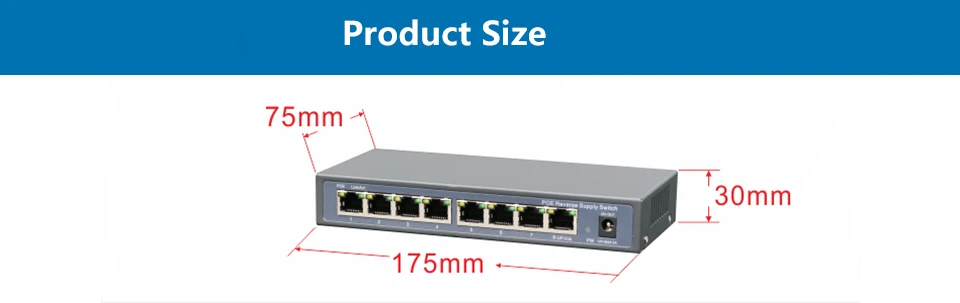 8 портов переключатель питания по сети Ethernet обратный источник питания PoE коммутатор VLAN