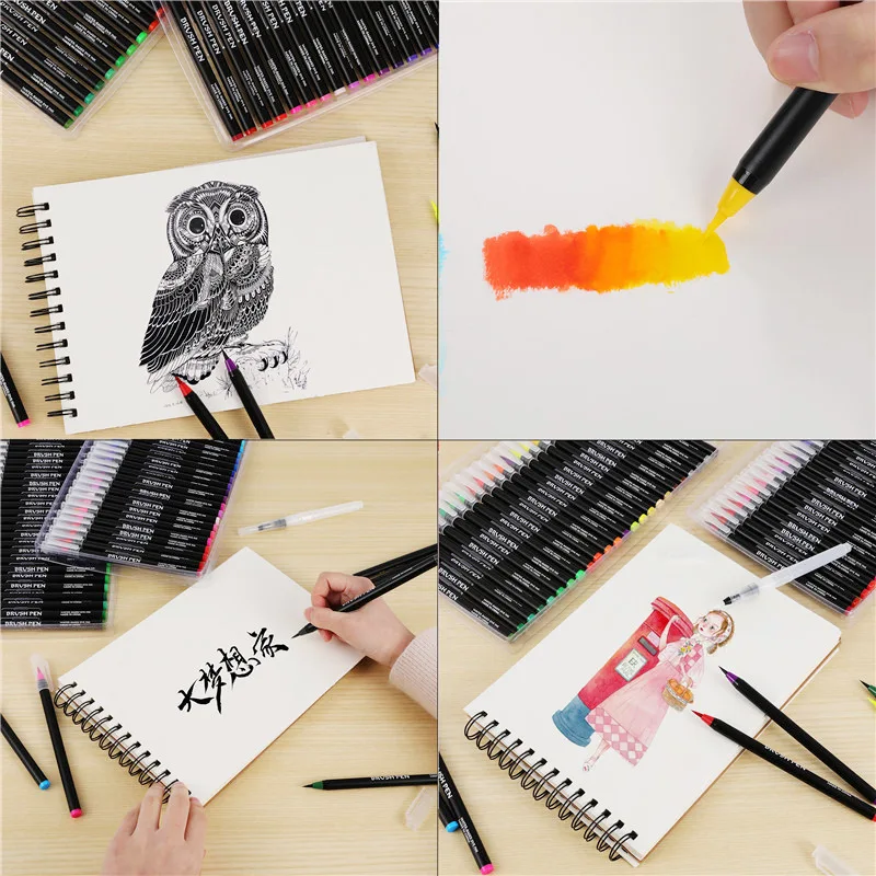 Billig 20 24 48 farben Aquarell Pinsel Pen Set mit Wasser Stift Marker Stift Schriftzug Stift Fabricolor Rotulador Marker handlettering