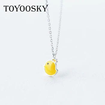 

925 Sterling Silver Jewelry Animal Design Small Cute Yellow Chick Pendant Necklace Summer Jewelry For Women Kid