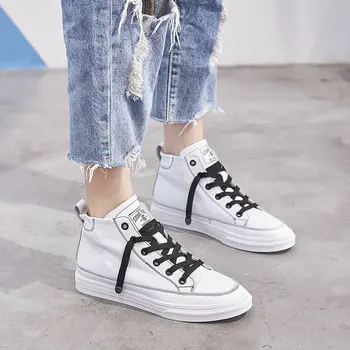 

2019 new women's sports shoes sports outdoor shoes high canvas light walking jogging training sports white running shoes E31-21