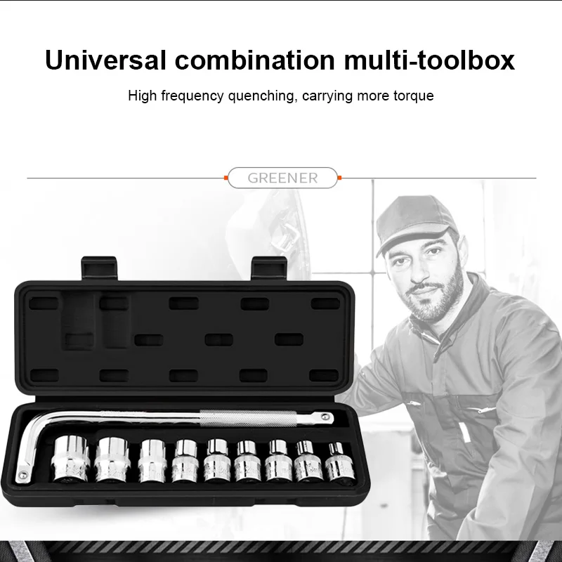 

High Quality 10 Pcs Car Mechanics Tool Kit Wrench Socket Set for Auto Motorcycle Repair VE