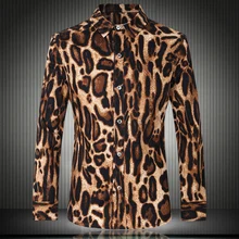 2017 new shelves, fashion men’s casual long-sleeved leopard shirt, the trend of men’s wild sexy shirt, nightclub men’s shirt