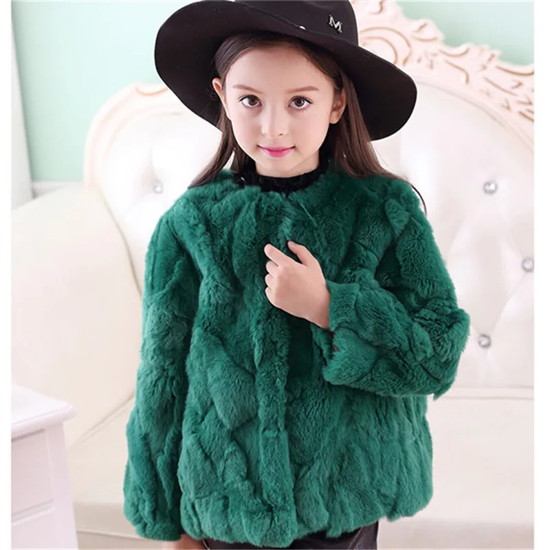 

2017 Children's Real Rabbit Fur Coat Autumn Winter Girls Warm Thick Short Section Full Solid Kids O-Neck Outerwear Clothing C#22