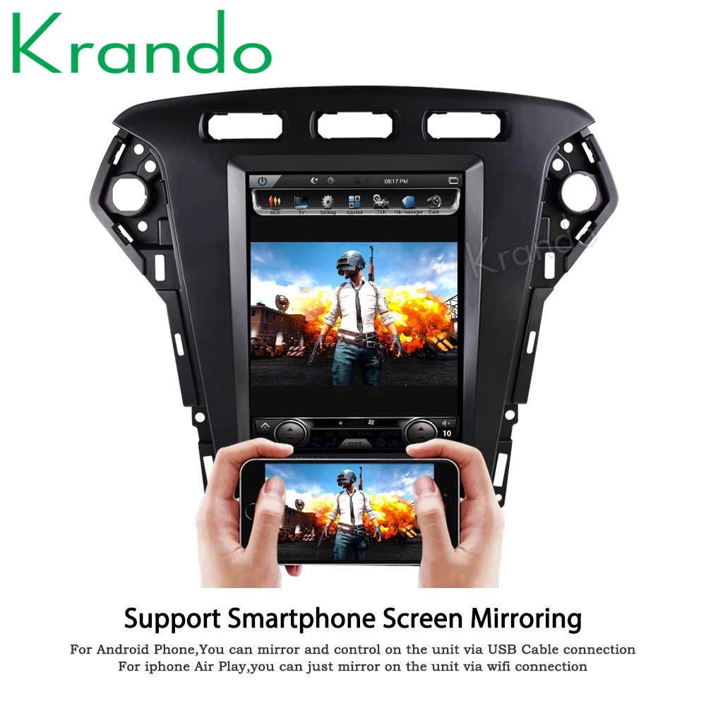 Discount Krando Android 8.1 10.4" Tesla Vertical screen for FORD Mondeo 2011-2013 car radio navigation dvd entertainment system player 3