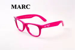 MARC UV400 солнцезащитные очки фиолетовый девушки Для женщин квадратный Обёрточная бумага Пластик Детская без объектива розовый черный