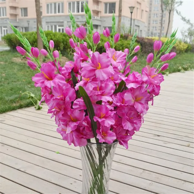 12pcs Fake Single Stem Gladiolus Artificial Flowers Gladioluses for