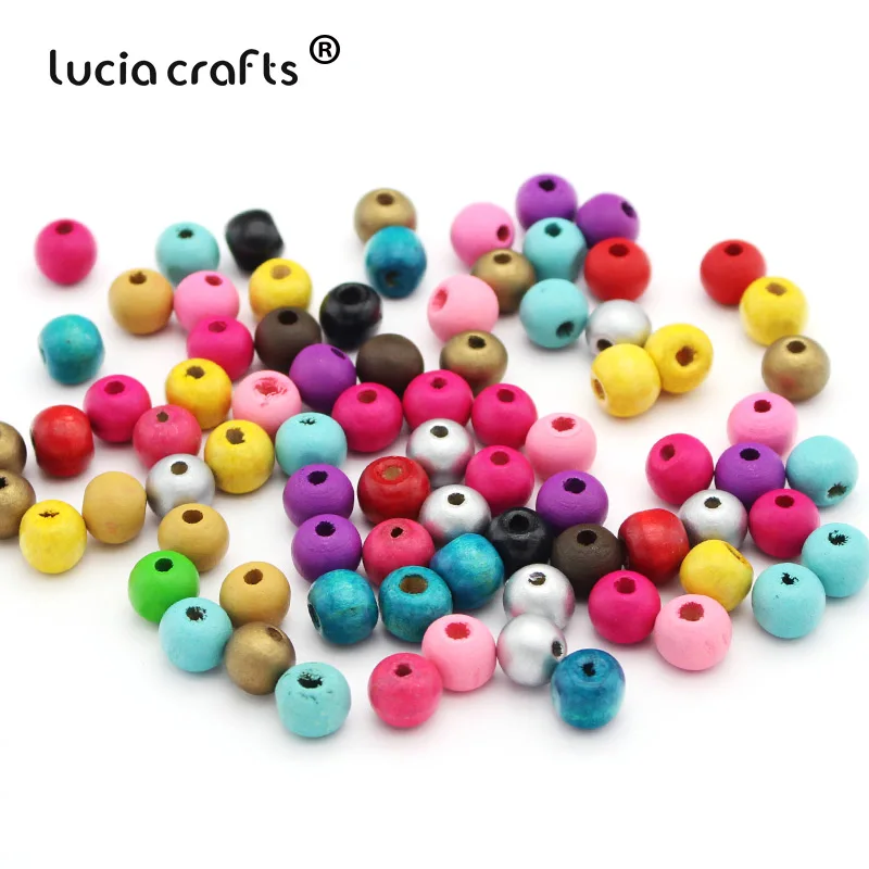 Lucia crafts, 10 мм, 15 цветов, натуральные деревянные круглые бусины, ассортимент круглых шариков, бусины для рукоделия(50 шт./лот) E0601 - Цвет: Mix color  50g