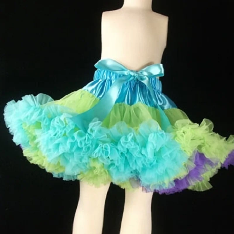 Для маленьких девочек юбки зеленый лайм Радужная юбка для девочек день рождения Pettiskirt младенца юбки-пачки лоскутное короткая юбка