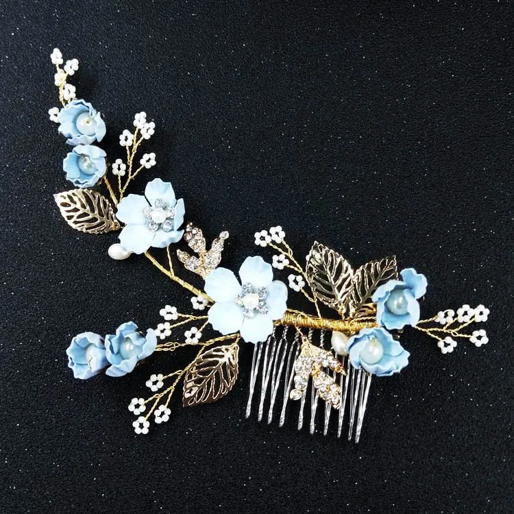 Blue Flower Hair Comb (6)